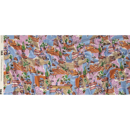 Rayon Challis - Multicolor Indoor Spaces - Where You're Planted Print - Mood Exclusive Wisteria Collection Full