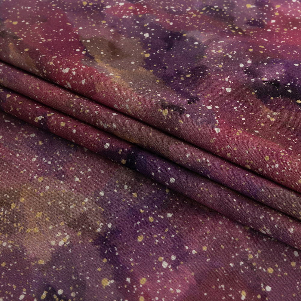 Rayon Challis - Pink, Purple and White Abstract - Hope Spotted Print - Mood Exclusive Wisteria Collection Folded