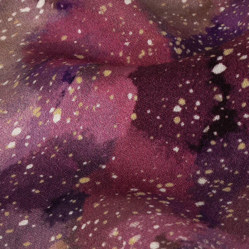Rayon Challis - Pink, Purple and White Abstract - Hope Spotted Print - Mood Exclusive Wisteria Collection Detail