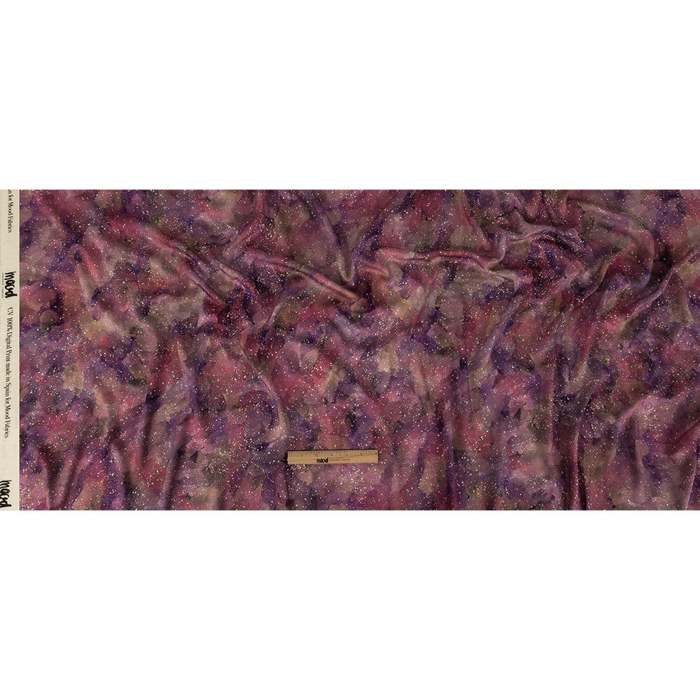 Rayon Challis - Pink, Purple and White Abstract - Hope Spotted Print - Mood Exclusive Wisteria Collection Full
