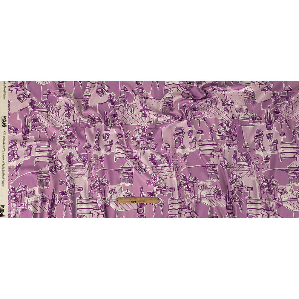 Rayon Challis - Lilac Indoor Spaces - Where You're Planted Print - Mood Exclusive Wisteria Collection Full