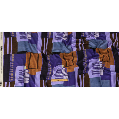 Rayon Challis Panel - Purple and Brown Painterly Geometric - Around the Block Print - Mood Exclusive Wisteria Collection Full