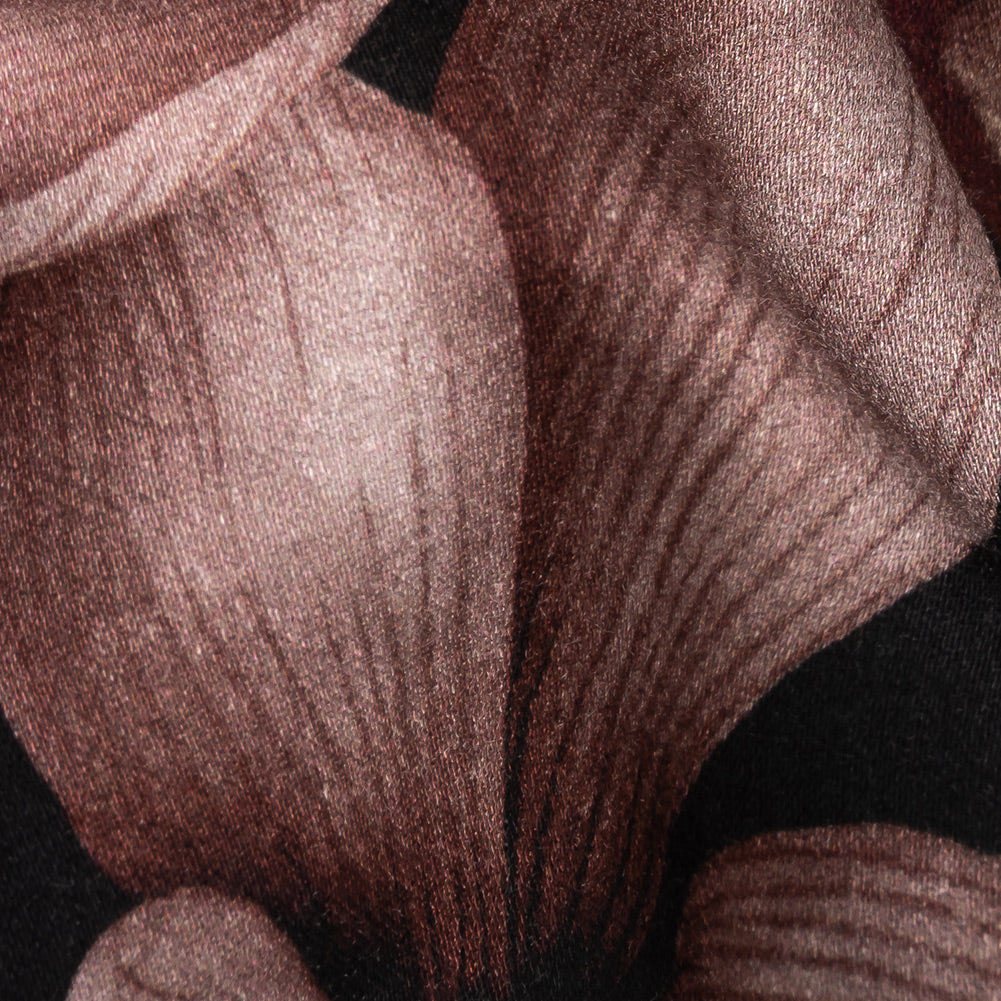 Rayon Challis - Black and Plum Floral - Vision of Romance Print - Mood Exclusive Wisteria Collection Detail