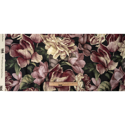 Rayon Challis - Black and Plum Floral - Vision of Romance Print - Mood Exclusive Wisteria Collection Full