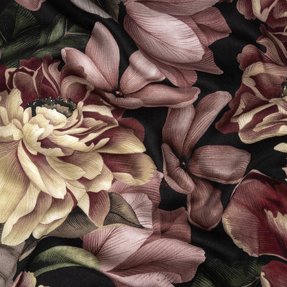 Rayon Challis - Black and Plum Floral - Vision of Romance Print - Mood Exclusive Wisteria Collection