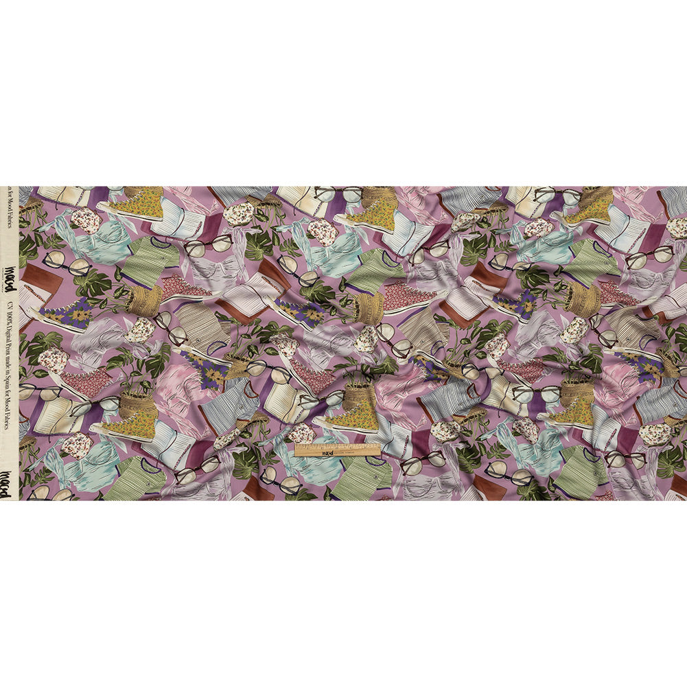 Rayon Challis - Lavender Clothes and Plants - Morning Memory Print - Mood Exclusive Wisteria Collection Full