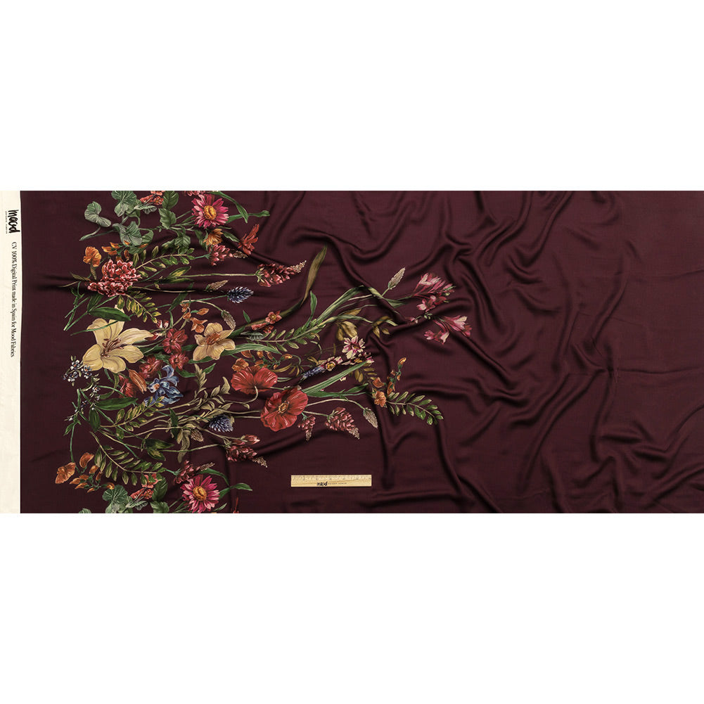 Rayon Challis - Dark Purple Floral - Wild Fantasia Print - Mood Exclusive Wisteria Collection Full