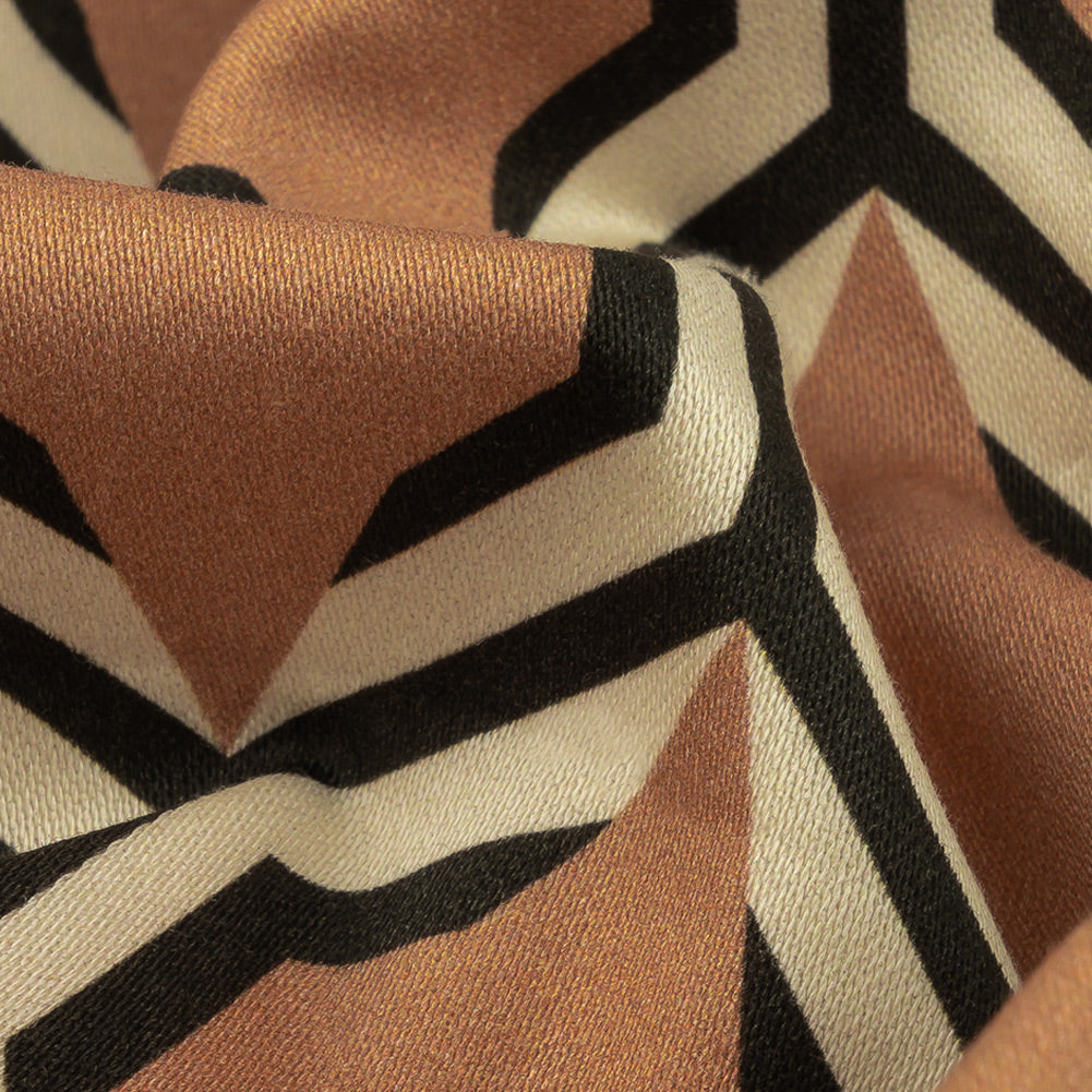 Stretch Cotton Sateen - Warm Tan Honeycomb Geometric - Sweet as Honey Print - Mood Exclusive Wisteria Collection Detail