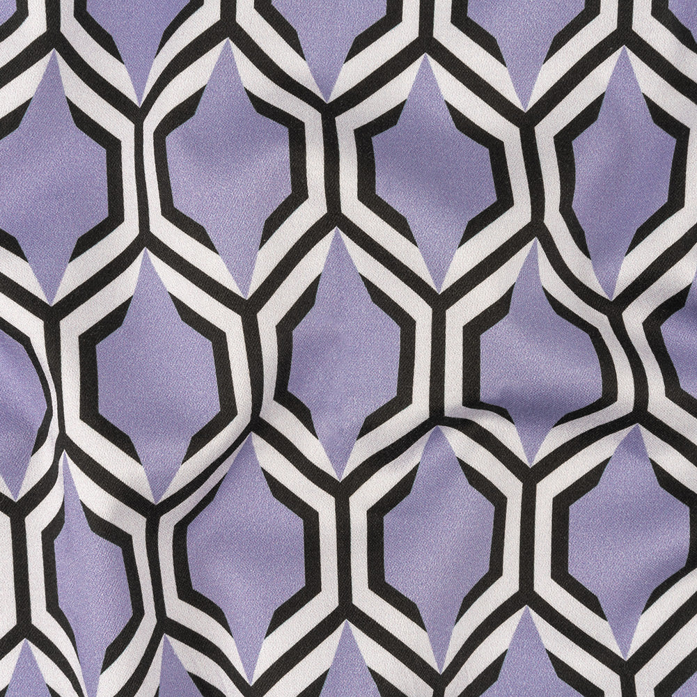 Stretch Cotton Sateen - Lavender Honeycomb Geometric - Sweet as Honey Print - Mood Exclusive Wisteria Collection