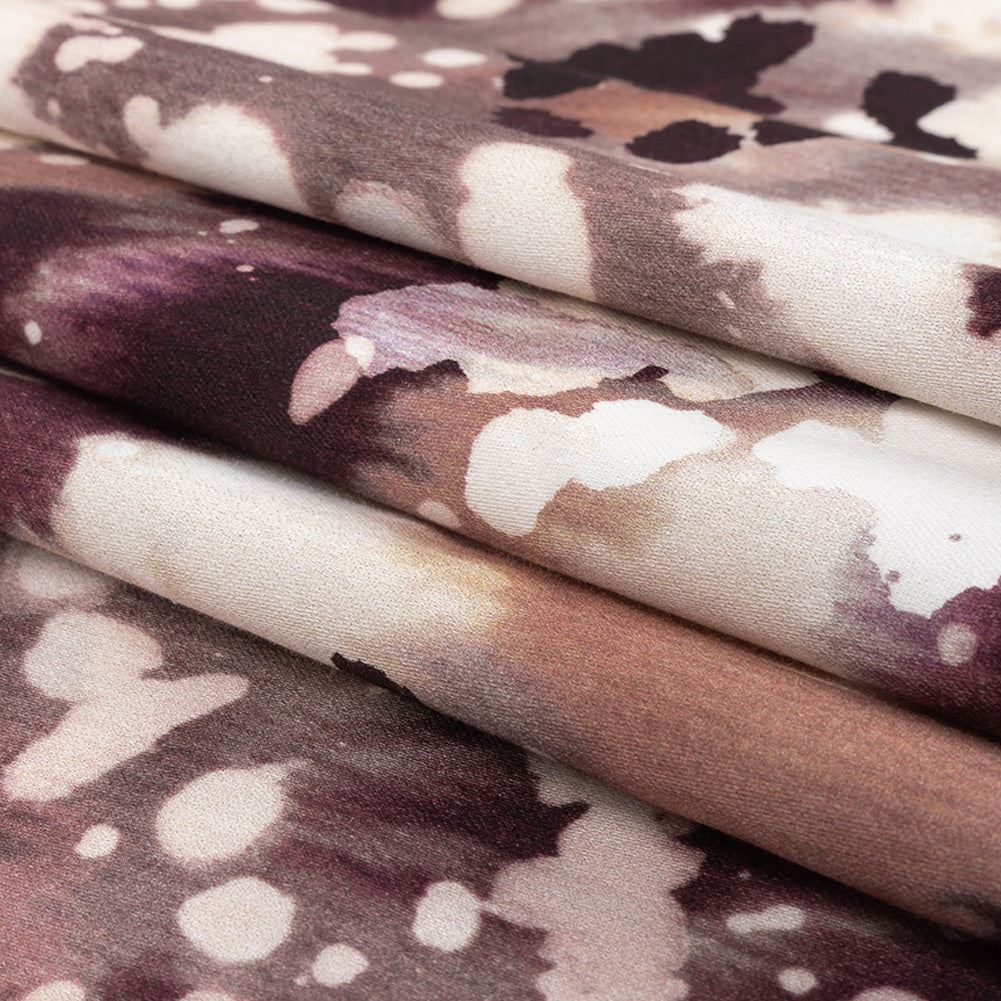 Stretch Cotton Sateen - Purple Abstract Splatters - L'Amour en Feu Print - Mood Exclusive Wisteria Collection Folded