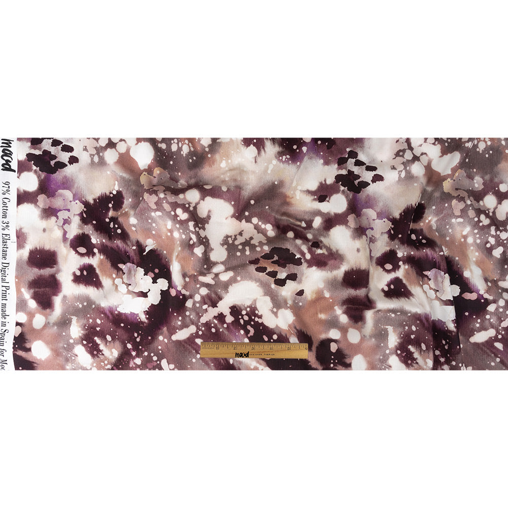 Stretch Cotton Sateen - Purple Abstract Splatters - L'Amour en Feu Print - Mood Exclusive Wisteria Collection Full