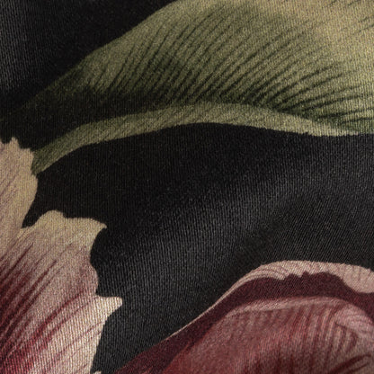 Stretch Cotton Sateen - Black and Plum Floral - Vision of Romance Print - Mood Exclusive Wisteria Collection Detail