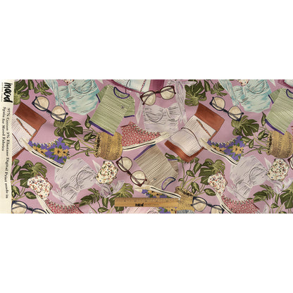 Stretch Cotton Sateen - Lavender Clothes and Plants - Morning Memory Print - Mood Exclusive Wisteria Collection Full