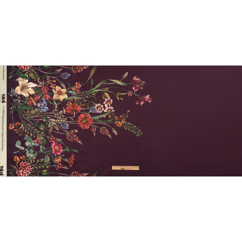 Stretch Cotton Sateen - Dark Purple Floral - Wild Fantasia Print - Mood Exclusive Wisteria Collection Full