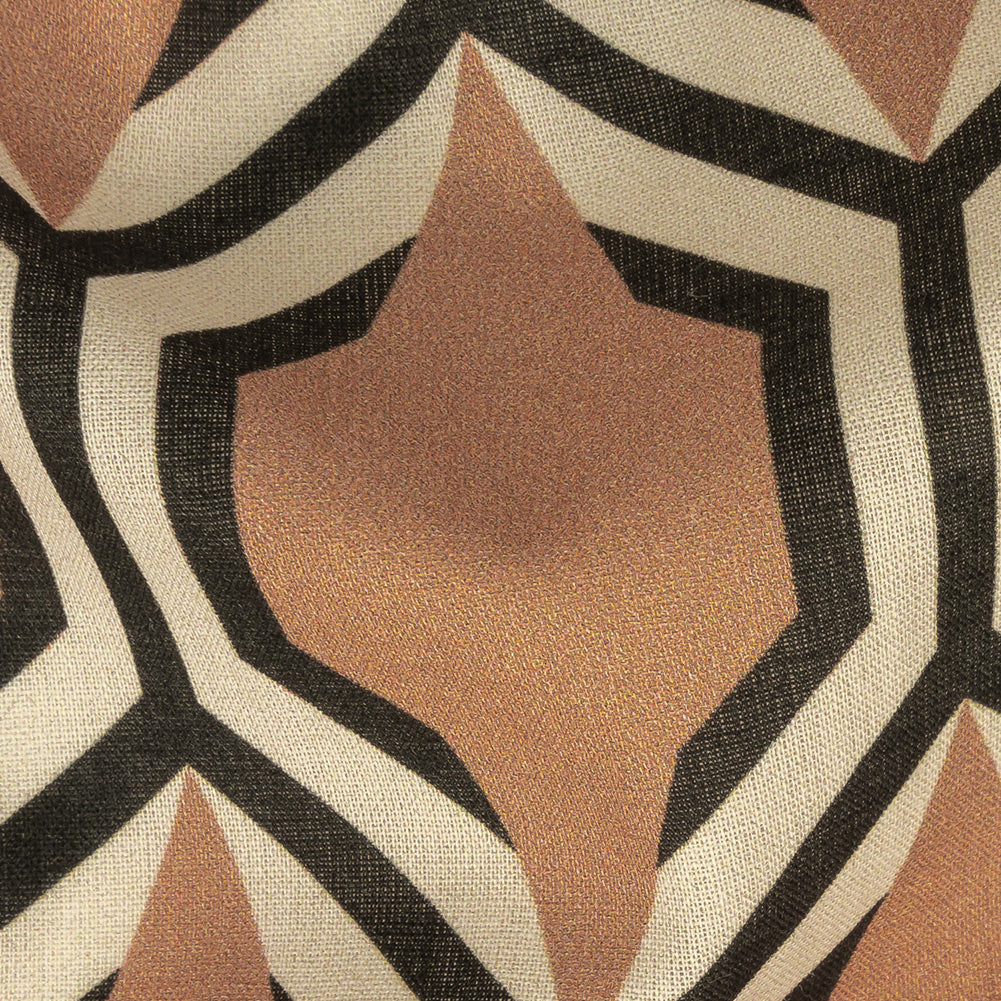Cotton Voile - Warm Tan Honeycomb Geometric - Sweet as Honey Print - Mood Exclusive Wisteria Collection Detail