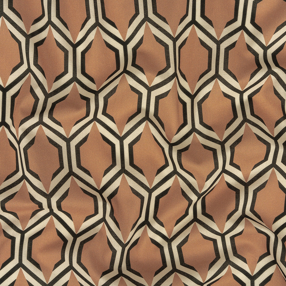 Cotton Voile - Warm Tan Honeycomb Geometric - Sweet as Honey Print - Mood Exclusive Wisteria Collection