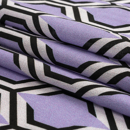 Cotton Voile - Lavender Honeycomb Geometric - Sweet as Honey Print - Mood Exclusive Wisteria Collection Folded