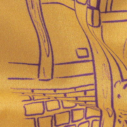 Cotton Voile - Orange and Fair Orchid Streetscapes and Trees - Growing Roots Print - Mood Exclusive Wisteria Collection Detail