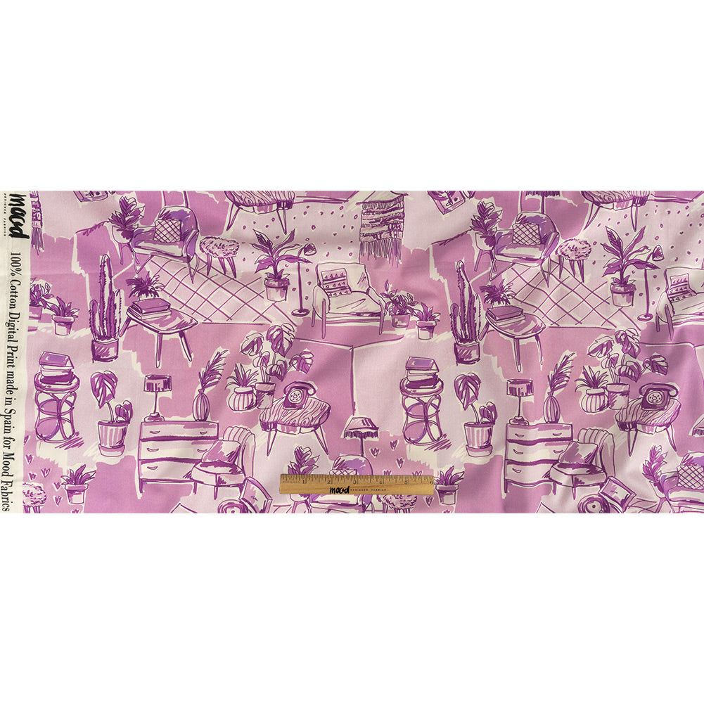 Cotton Voile - Lilac Indoor Spaces - Where You're Planted Print - Mood Exclusive Wisteria Collection Full