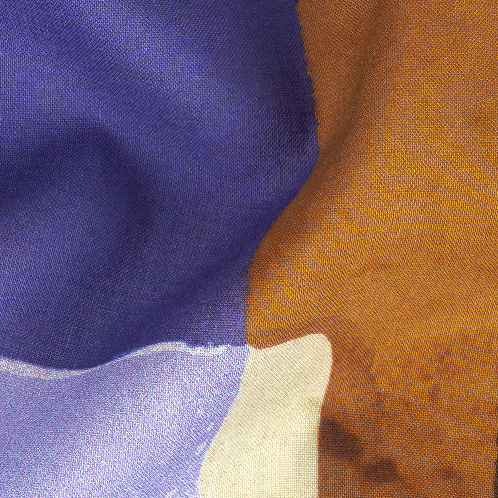 Cotton Voile Panel - Purple and Brown Painterly Geometric - Around the Block Print - Mood Exclusive Wisteria Collection Detail