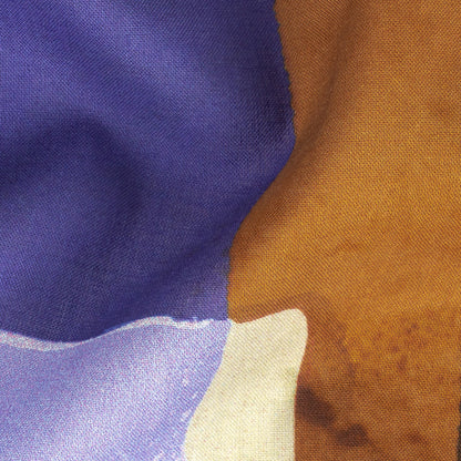 Cotton Voile Panel - Purple and Brown Painterly Geometric - Around the Block Print - Mood Exclusive Wisteria Collection Detail