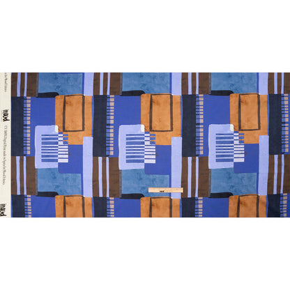 Cotton Voile Panel - Purple and Brown Painterly Geometric - Around the Block Print - Mood Exclusive Wisteria Collection Full