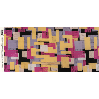 Cotton Voile - Purple, Pink and Yellow Painterly Geometric - Theory of Abstraction Print - Mood Exclusive Wisteria Collection Full