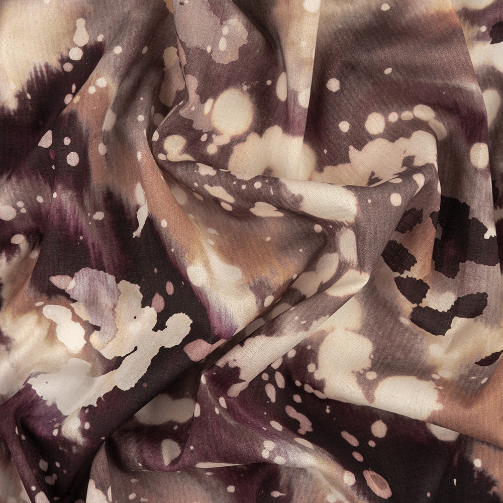 Cotton Voile - Purple Abstract Splatters - L'Amour en Feu Print - Mood Exclusive Wisteria Collection