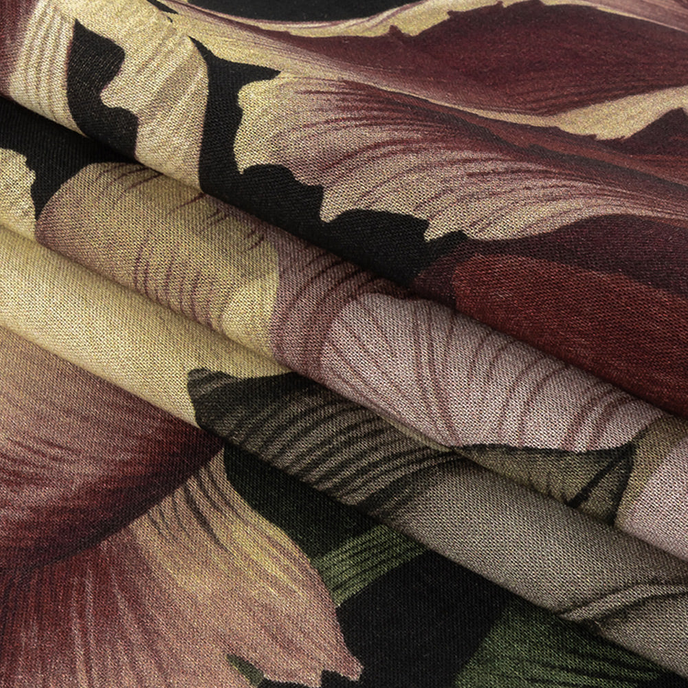 Cotton Voile - Black and Plum Floral - Vision of Romance Print - Mood Exclusive Wisteria Collection Folded