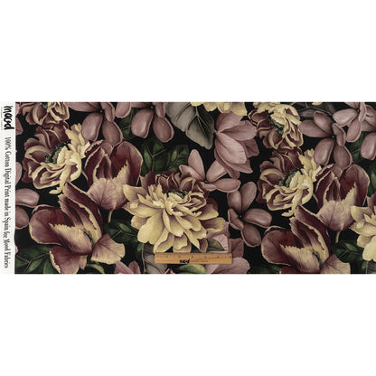 Cotton Voile - Black and Plum Floral - Vision of Romance Print - Mood Exclusive Wisteria Collection Full