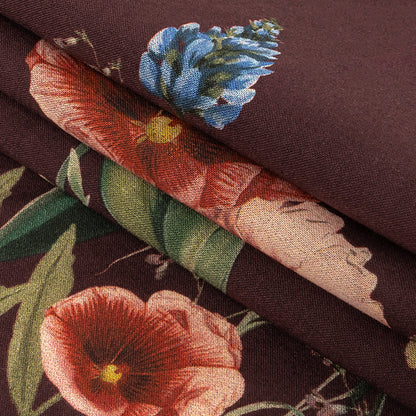 Cotton Voile - Deep Purple Floral - Baroque Bouquet Print - Mood Exclusive Wisteria Collection Folded