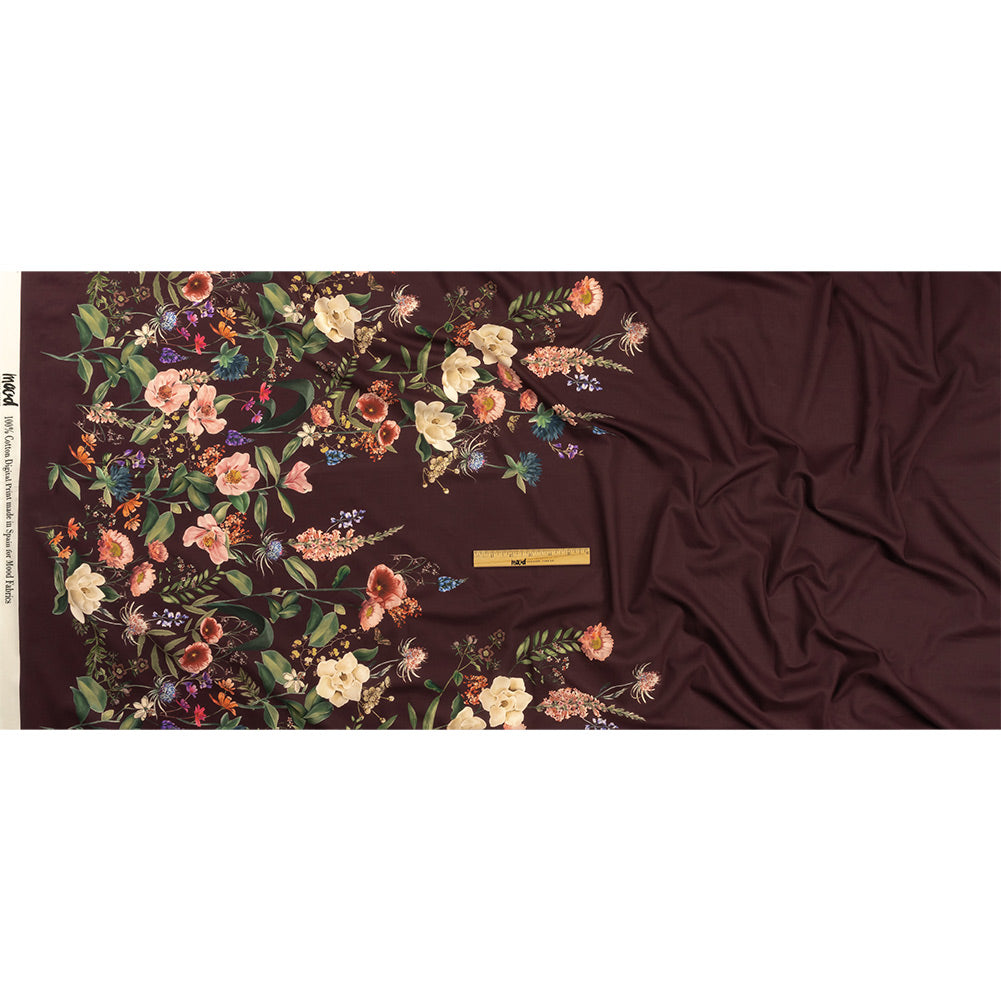 Cotton Voile - Deep Purple Floral - Baroque Bouquet Print - Mood Exclusive Wisteria Collection Full