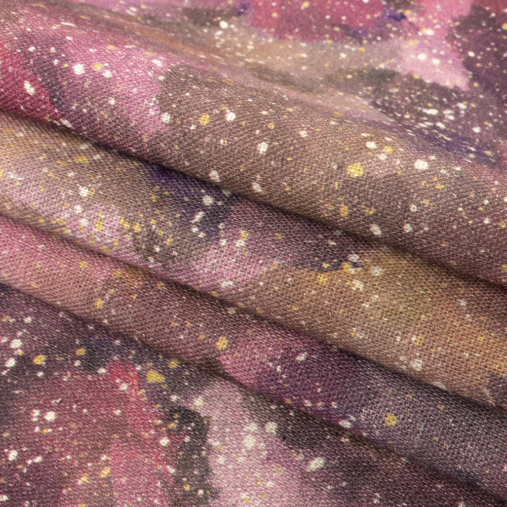 Linen and Rayon Woven - Pink, Purple and White Abstract - Hope Spotted Print - Mood Exclusive Wisteria Collection Folded
