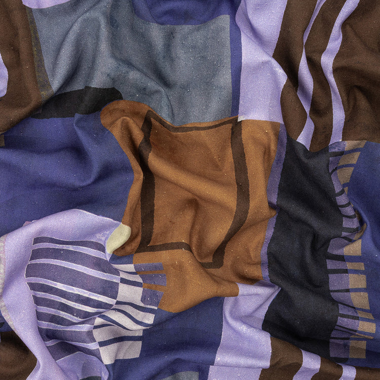 template--25130090922057__main-Linen and Rayon Woven Panel - Purple and Brown Painterly Geometric - Around the Block Print - Mood Exclusive Wisteria Collection