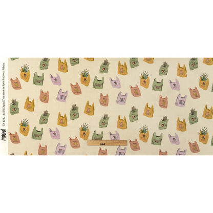 Linen and Rayon Woven - Purple, Yellow and Green Shopping Bags - Come Again Soon Print - Mood Exclusive Wisteria Collection Full