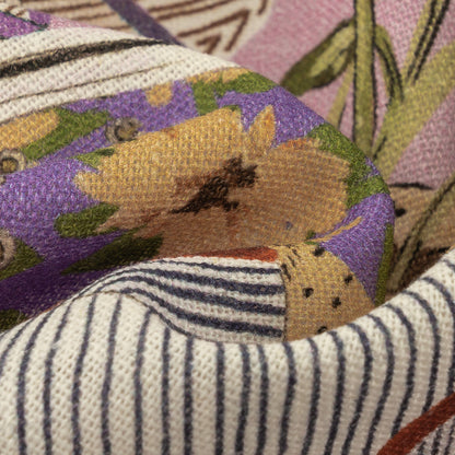 Linen and Rayon Woven - Lavender Clothes and Plants - Morning Memory Print - Mood Exclusive Wisteria Collection Detail