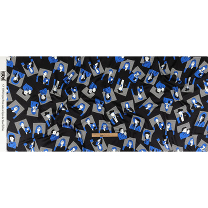 Rayon Challis - Blue and Black Talking Heads - In the Blues Print - Mood Exclusive Indigo Collection