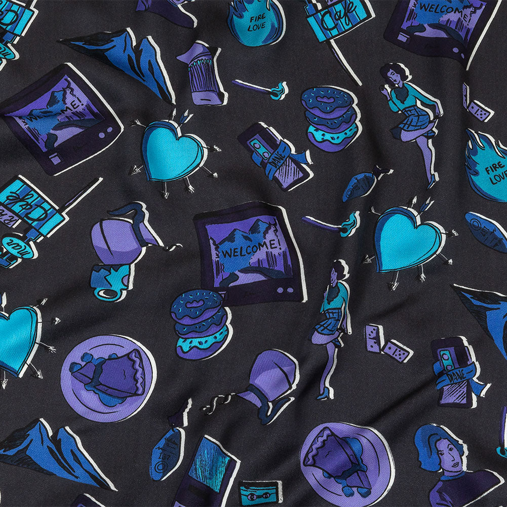 Rayon Challis - Purple and Blue Iconic Symbols - Live at Sun Studio Print - Mood Exclusive Indigo Collection
