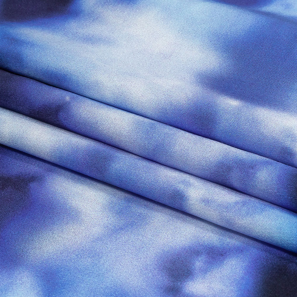 Rayon Challis - Blue Tie Dye - High Tide Print - Mood Exclusive Indigo Collection - Folded
