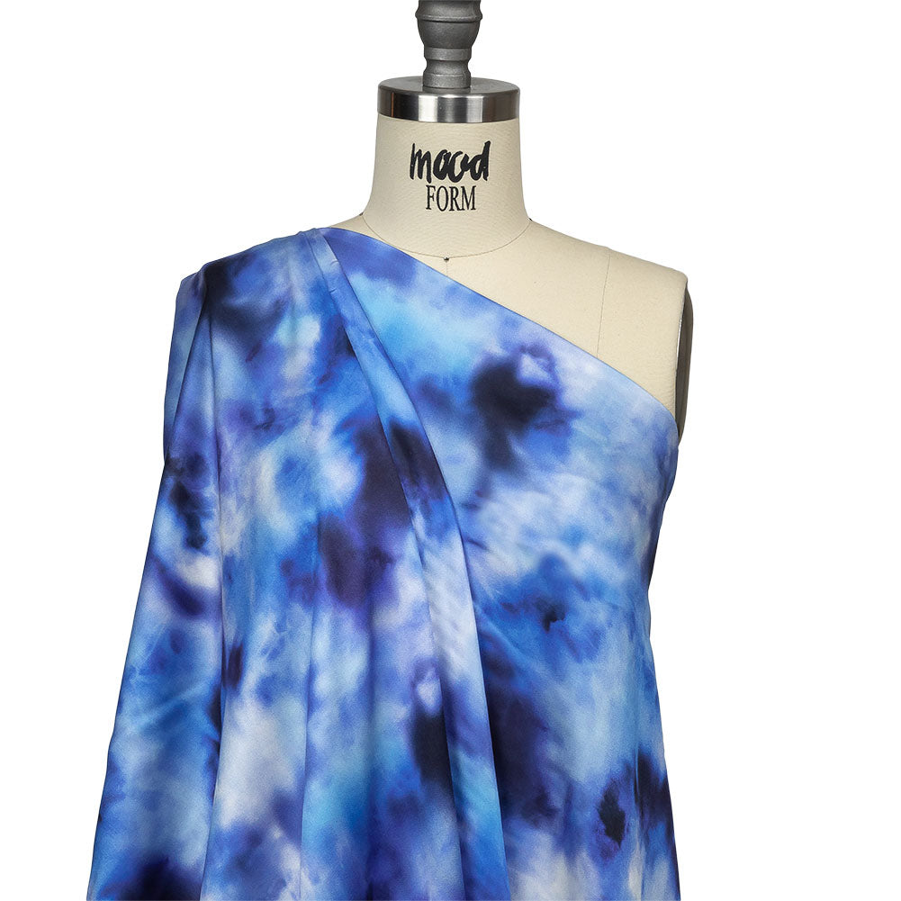 Rayon Challis - Blue Tie Dye - High Tide Print - Mood Exclusive Indigo Collection - Drape