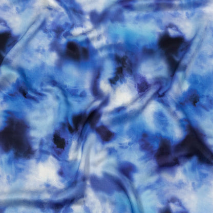 Rayon Challis - Blue Tie Dye - High Tide Print - Mood Exclusive Indigo Collection