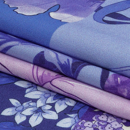 Rayon Challis - Purple Floral Patchwork - Periwinkle Patch Print - Mood Exclusive Indigo Collection