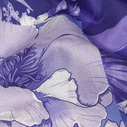 Stretch Cotton Sateen - Purple Floral Patchwork - Periwinkle Patch Print - Mood Exclusive Indigo Collection