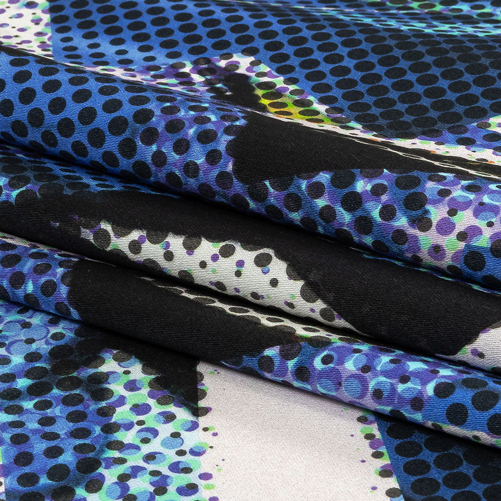 Stretch Cotton Sateen - Blue Abstract - Tangled Up in Blue Print - Mood Exclusive Indigo Collection