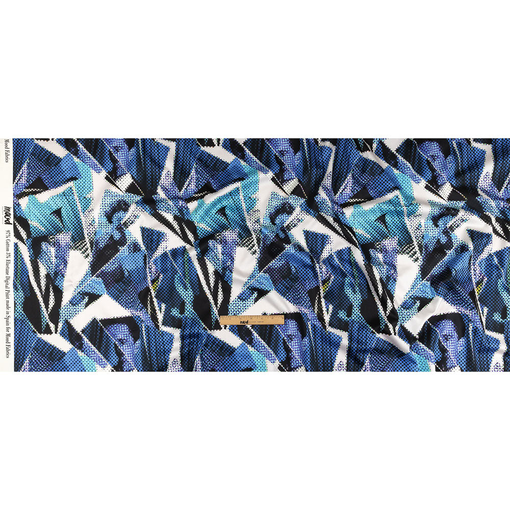 Stretch Cotton Sateen - Blue Abstract - Tangled Up in Blue Print - Mood Exclusive Indigo Collection