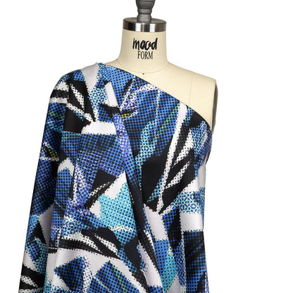 Stretch Cotton Sateen - Blue Abstract - Tangled Up in Blue Print - Mood Exclusive Indigo Collection