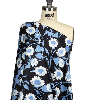 Stretch Cotton Sateen - Blue Floral - Adore You Print - Mood Exclusive Indigo Collection