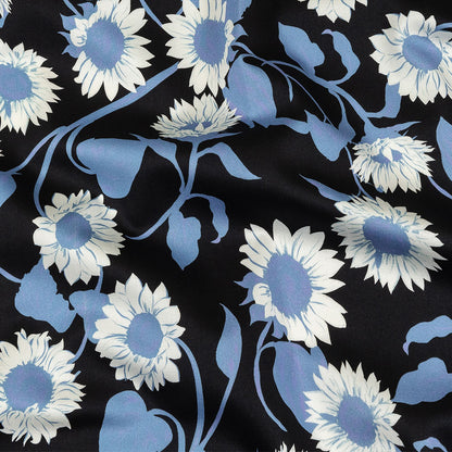 Stretch Cotton Sateen - Blue Floral - Adore You Print - Mood Exclusive Indigo Collection