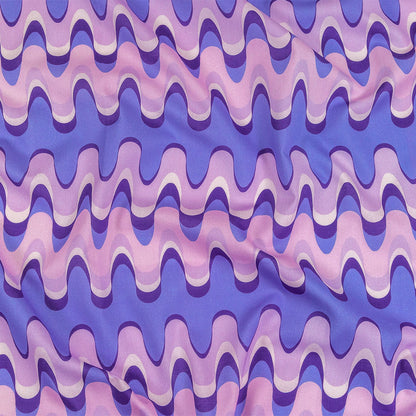Cotton Voile - Purple and Blue Bubbly Zig Zags - Blue Jay Waves Print - Mood Exclusive Indigo Collection