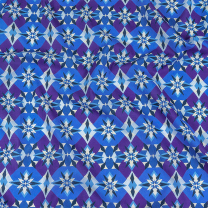 Cotton Voile - Blue and Purple Geometric - Crystalline Culture Print - Mood Exclusive Indigo Collection